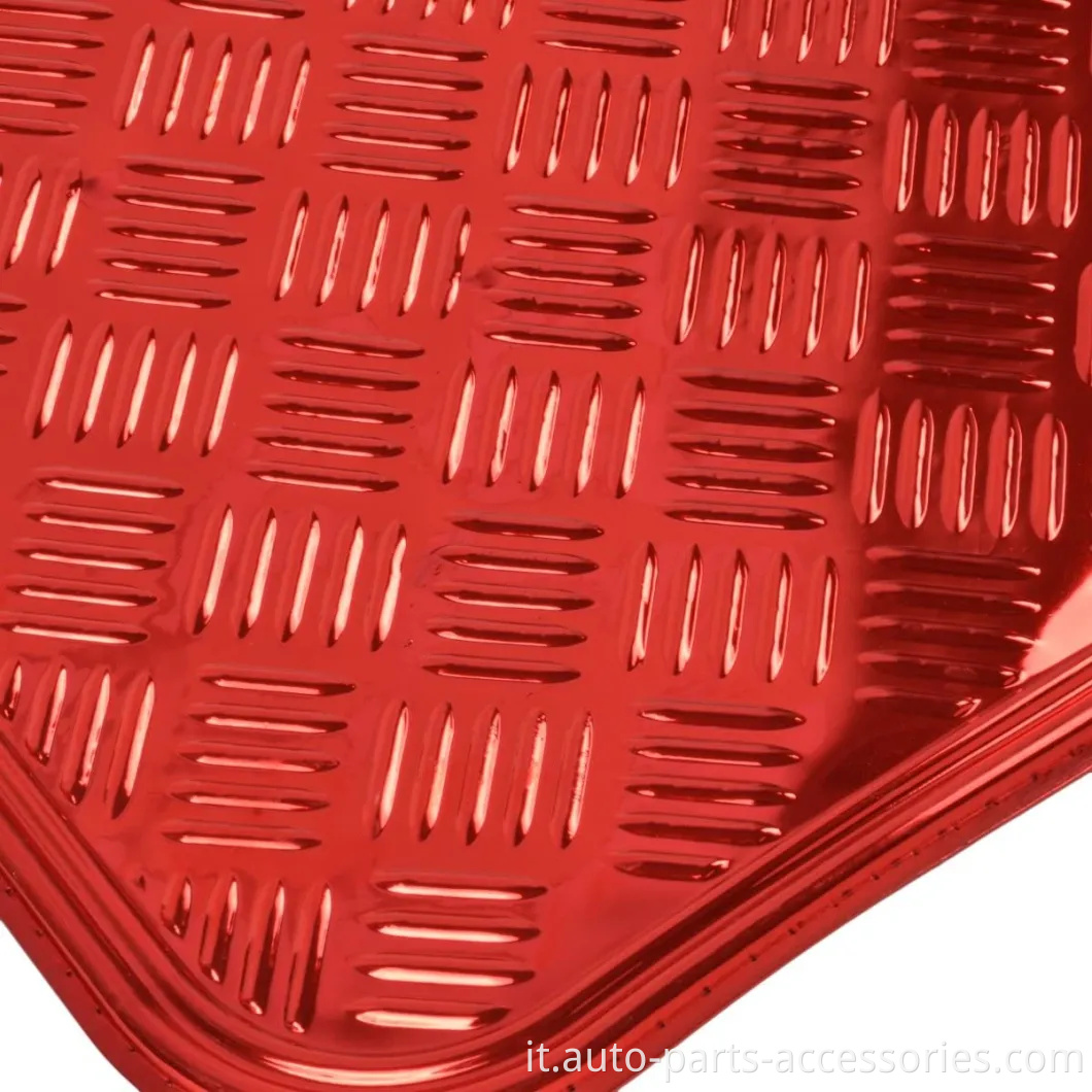 Fit universale in 3 pezzi Set di design metallico per auto tappetino tappetino per tutto il tempo con supporto in gomma (rosso vino)